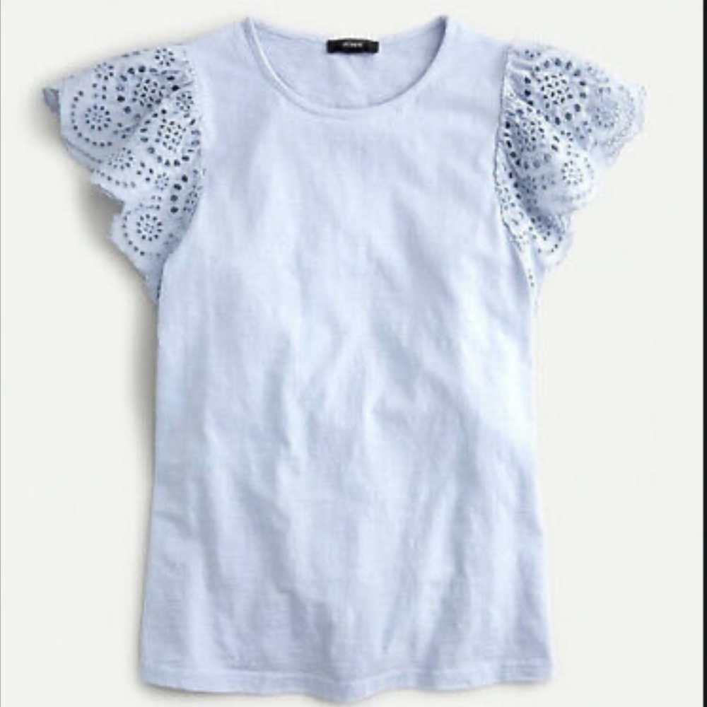 J. Crew Eyelet flutter-sleeve sub t-shirt, XS